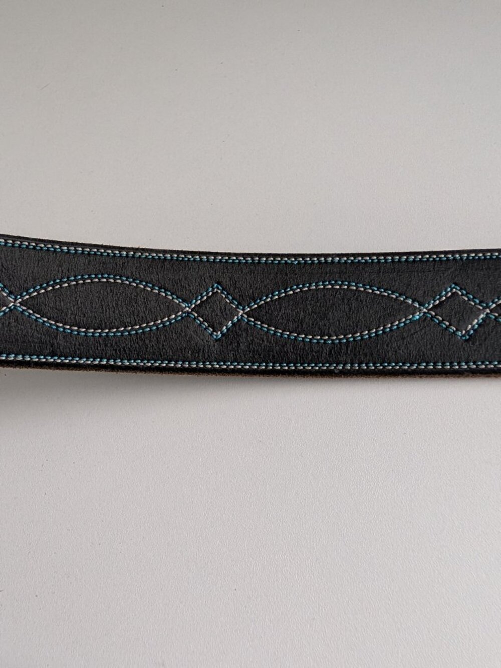 Dark Star Leather Belt Hand Stitched Western Style Cowhide Unisex 33in - Picture 4 of 6